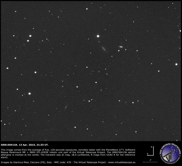 GRB 150413A: detection of the optical afterglow - The Virtual Telescope ...