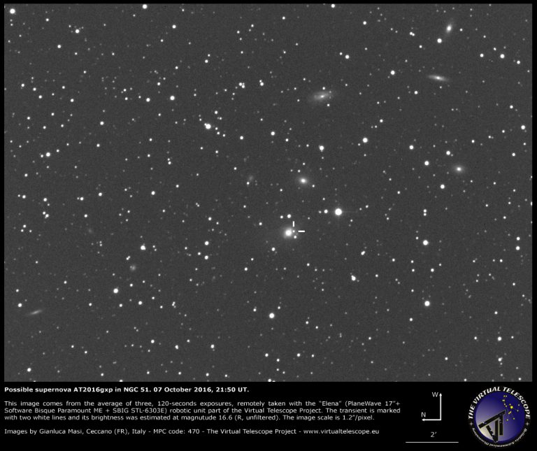 Possible supernova AT2016gxp in NGC 51: an image (07 October 2016 ...