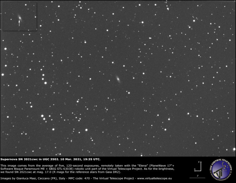 Supernova SN 2021cwc in UGC 3502 galaxy: an image - 10 Mar. 2021 - The ...