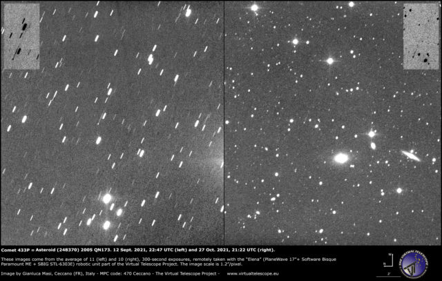 Comet 433P = Asteroid (248370) 2005 QN173 and its tail: new images – 12 ...