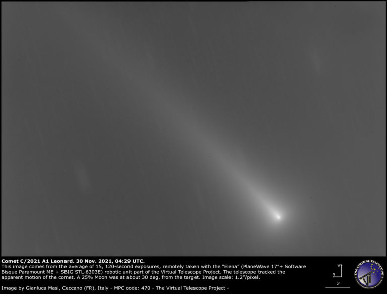 Comet C/2021 A1 Leonard: a image and movie - 30 Nov. 2021. - The ...