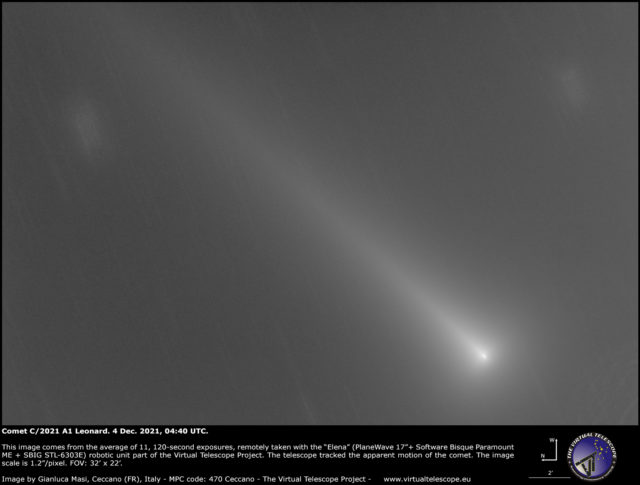 Comet C/2021 A1 Leonard: a image - 04 Dec. 2021. - The Virtual ...