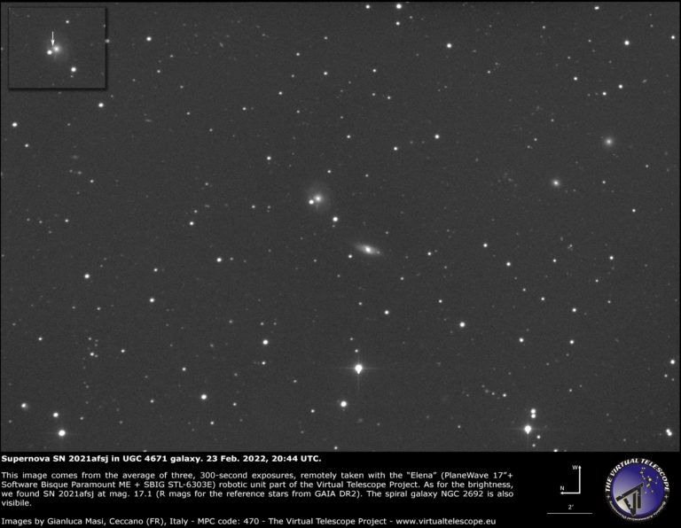 Supernova SN 2021afsj in UGC 4671 galaxy: a image - 23 Feb. 2022. - The ...