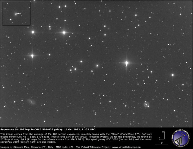 Supernova SN 2022vqz in CGCG 501-026 galaxy: a image - 16 Oct. 2022 ...