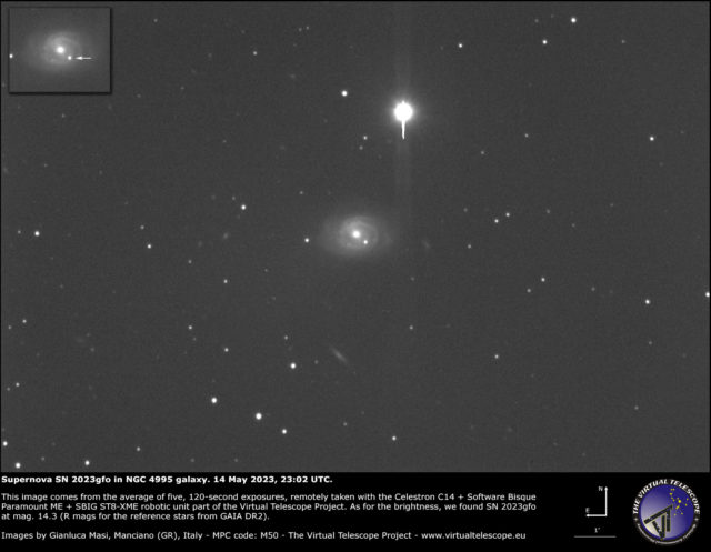 Supernova SN 2023gfo in NGC 4995 galaxy: a image - 14 May 2023. - The ...