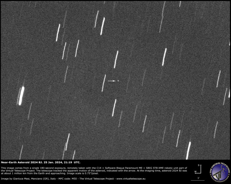 NearEarth Asteroid 2024 BJ very close encounter an image 25 Jan