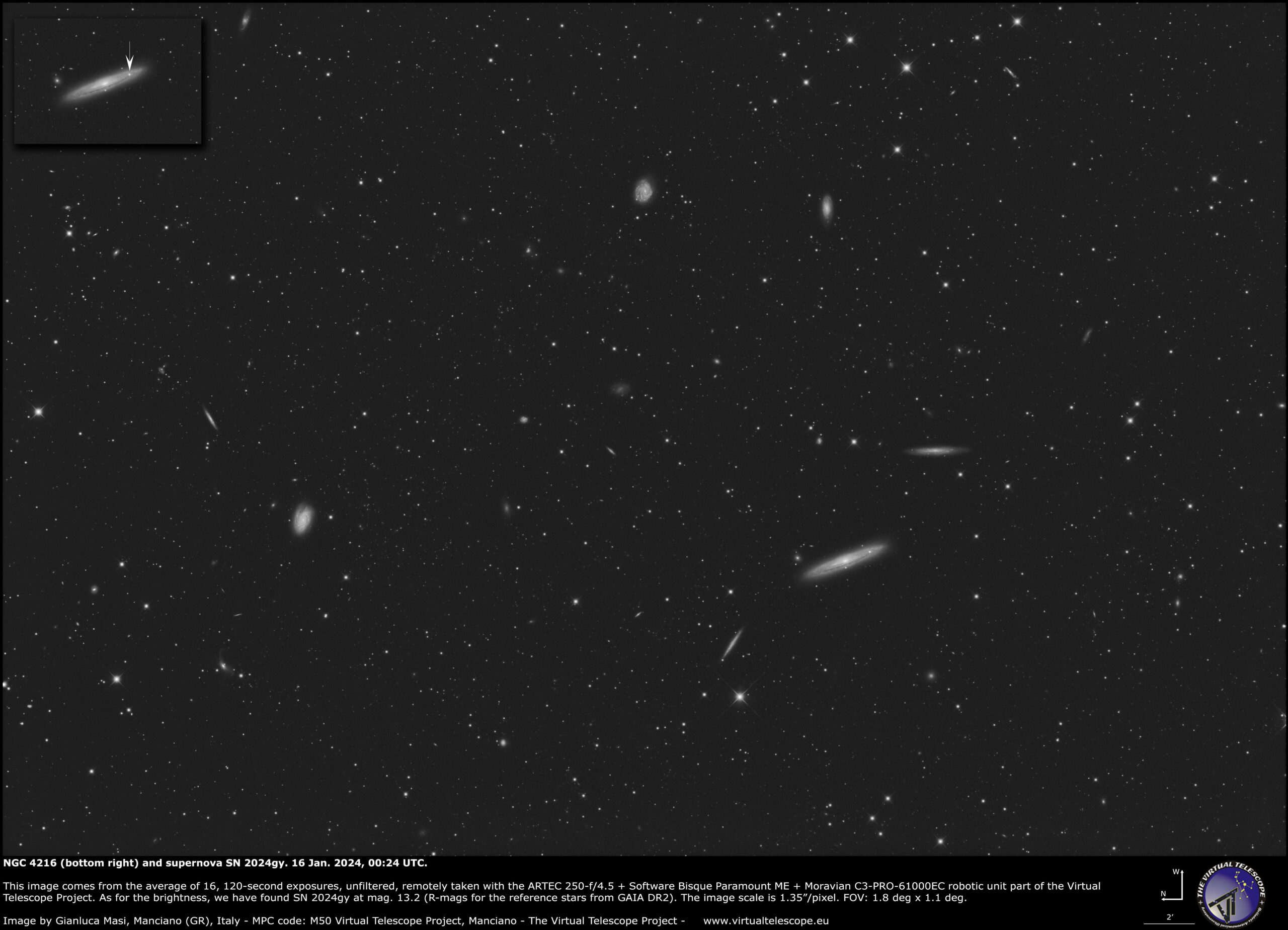 Supernova SN 2024gy in NGC 4216. 16 Jan. 2024.