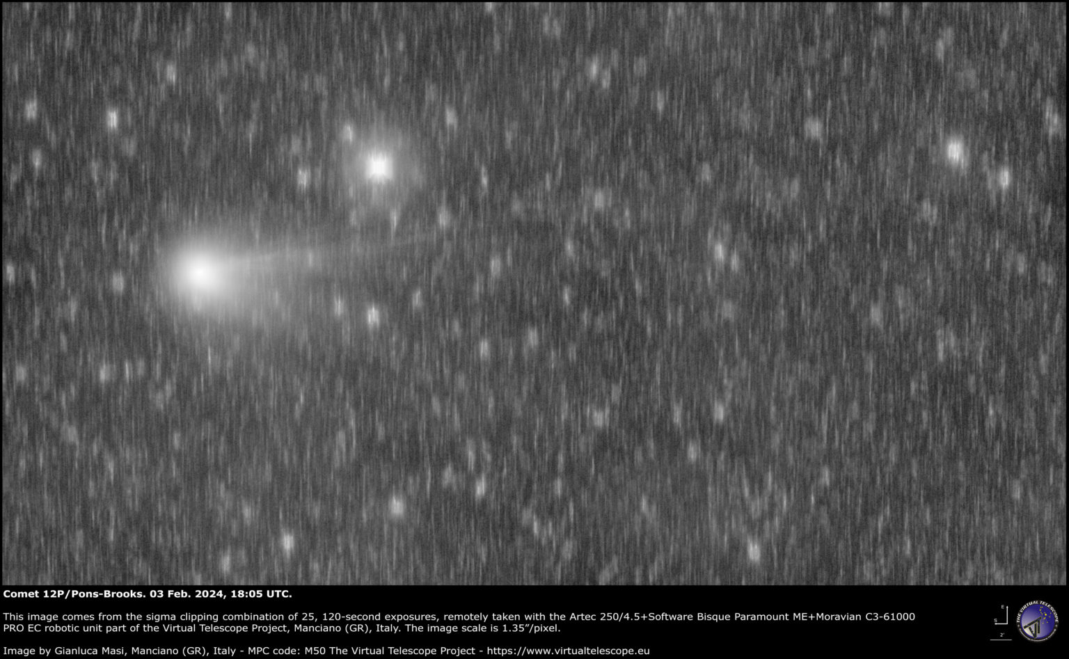 Comet 12P/PonsBrooks a new image 3 Feb. 2024 The Virtual