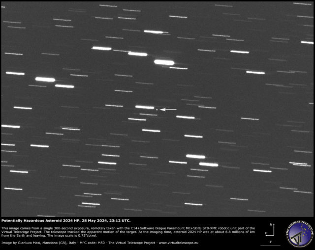 Potentially Hazardous Asteroid 2024 HP close encounter: an image - 28 ...