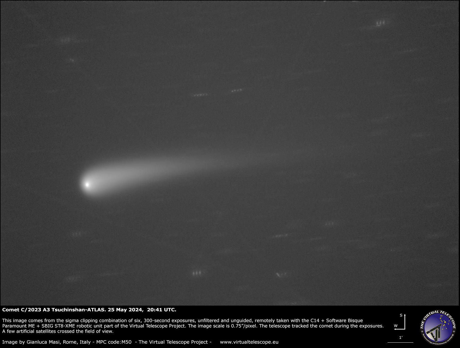 Komeet C/2023 A3 Tuchinshan-ATLAS: Nieuwe afbeelding – 25 mei 2024.