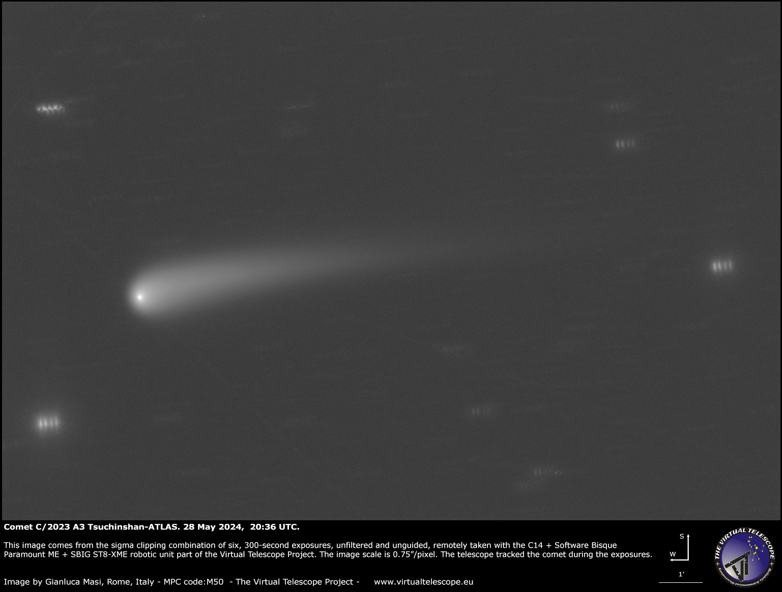Comet C/2023 A3 TsuchinshanATLAS a new image 28 May 2024. The