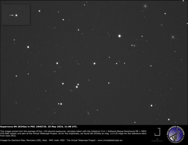 Supernova SN 2024iss in the PGC 1846725 galaxy: an image - 25 May 2024 ...