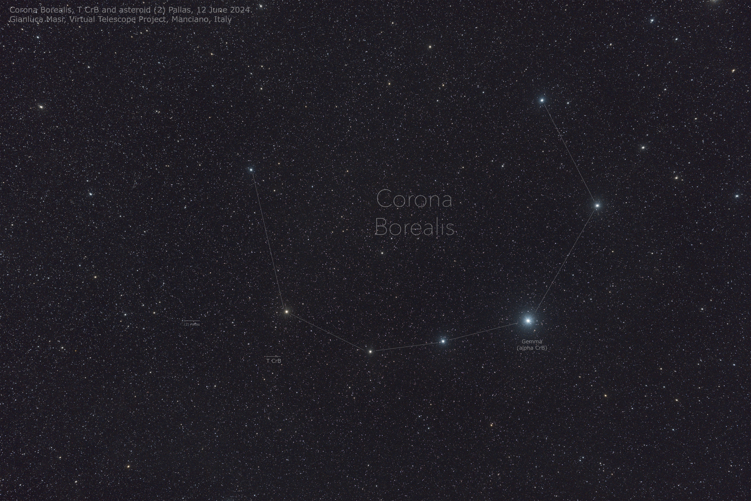 Corona Borealis and the T CrB recurrent nova. 12 June 2024.