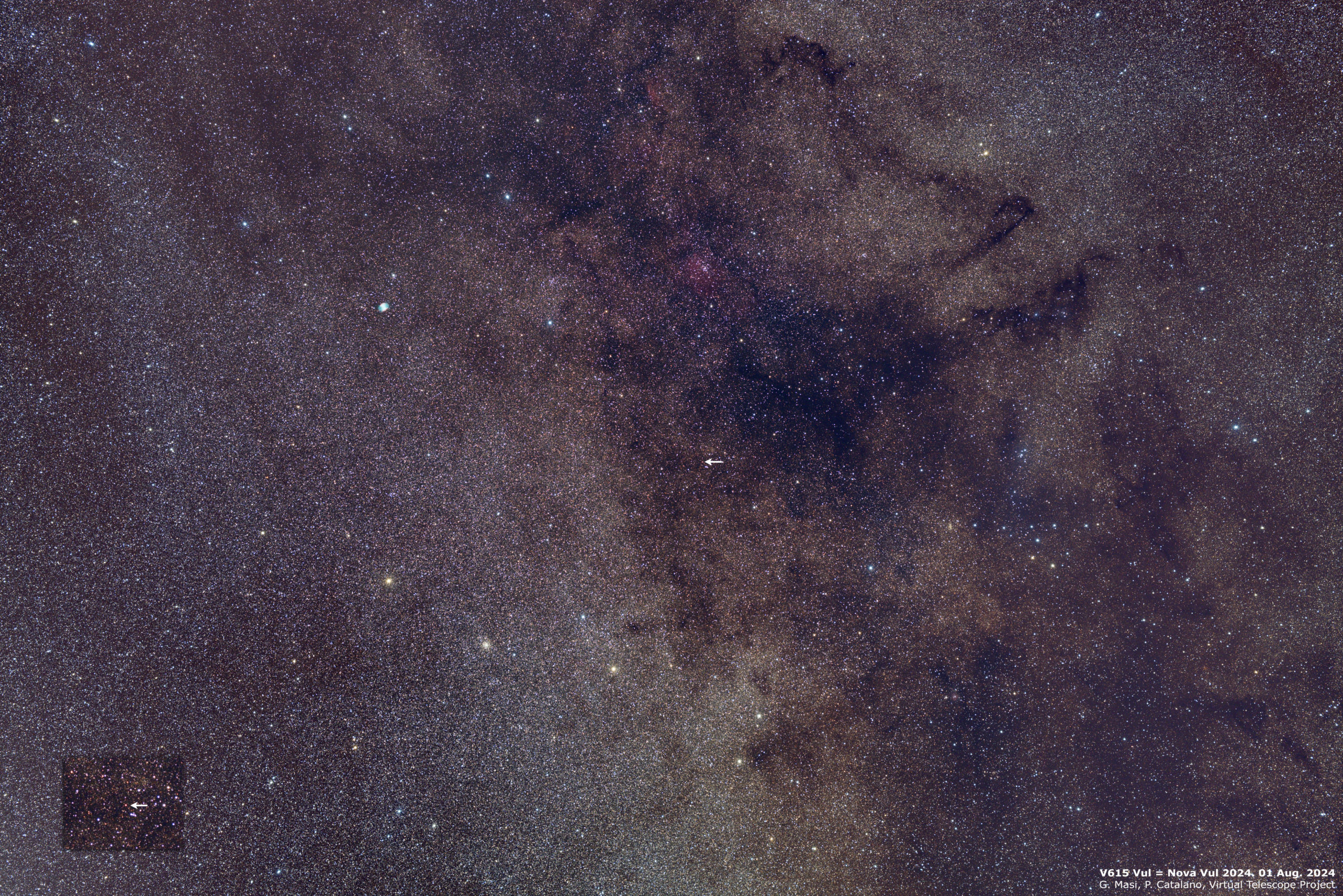 V615 Vul in the rich field of the summer Milky Way.