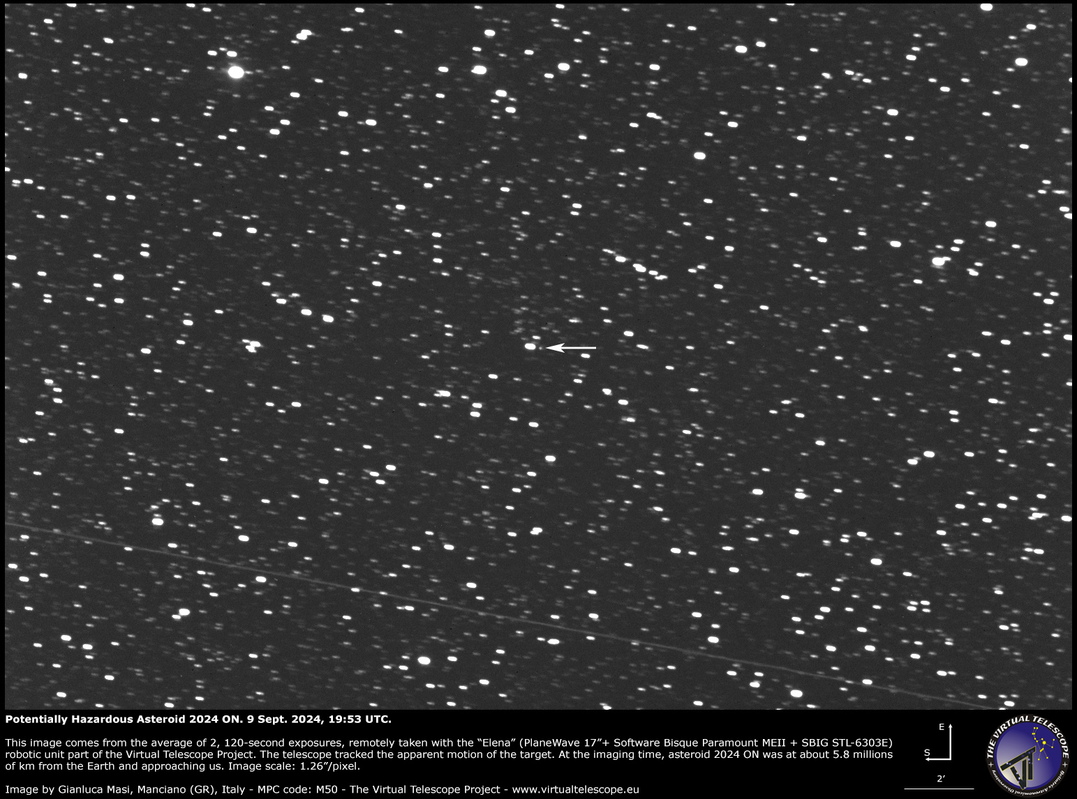 Potentially Hazardous Asteroid 2024 ON close encounter an image (9