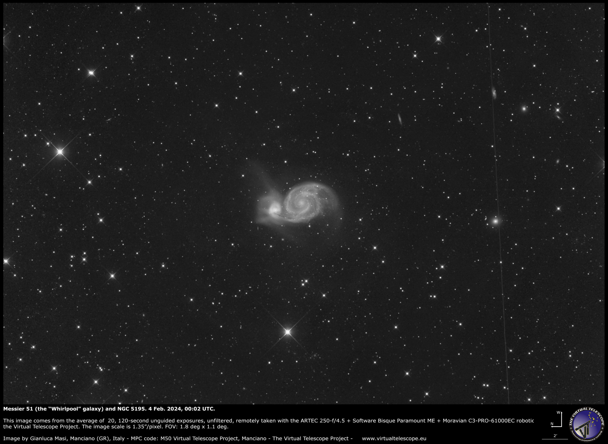 Messier 51 and NGC 5195. 4 Feb. 2024.