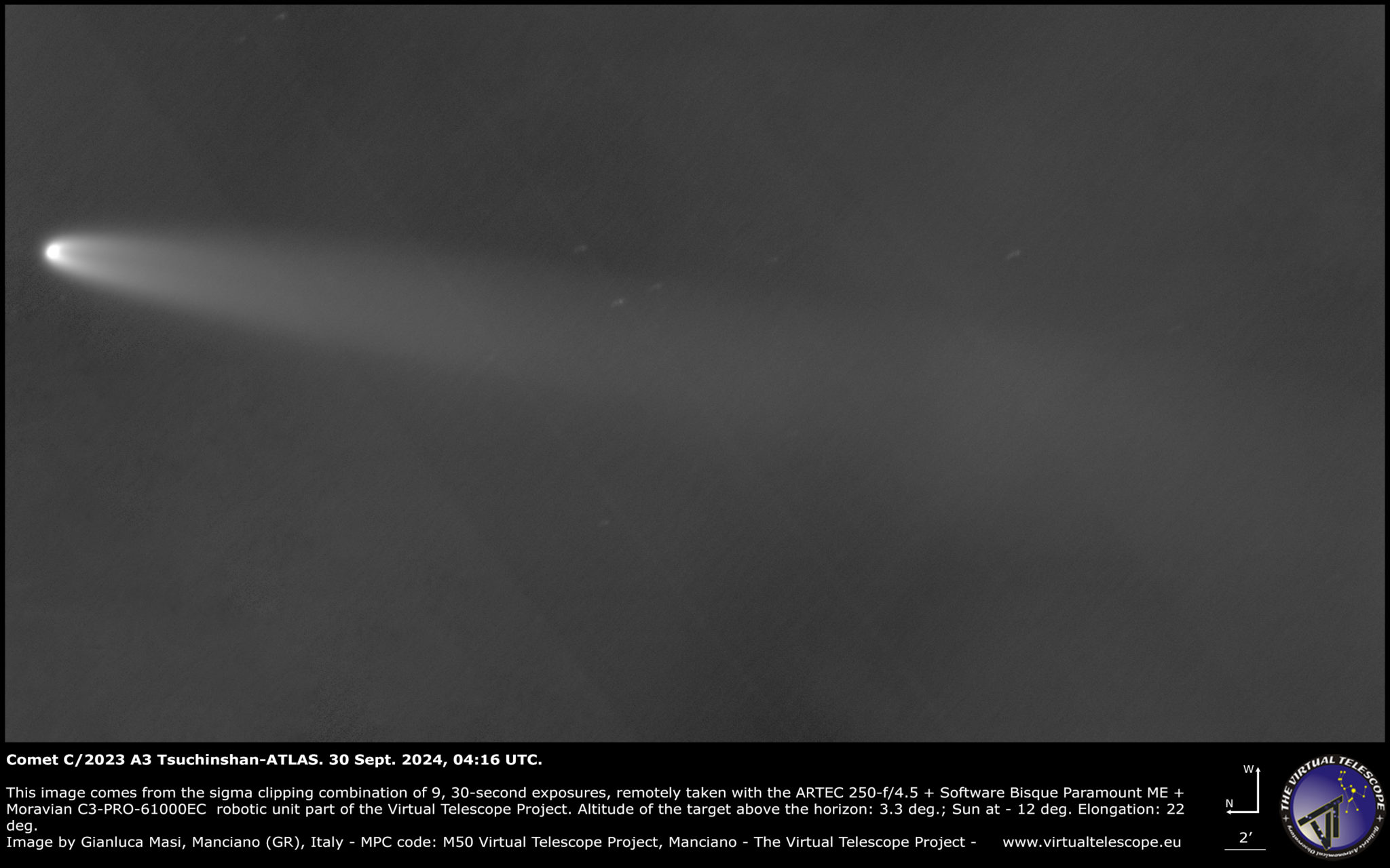 Comet C 2023 A3 Tsuchinshan-atlas: A New Image - 30 Sept. 2024. - The 