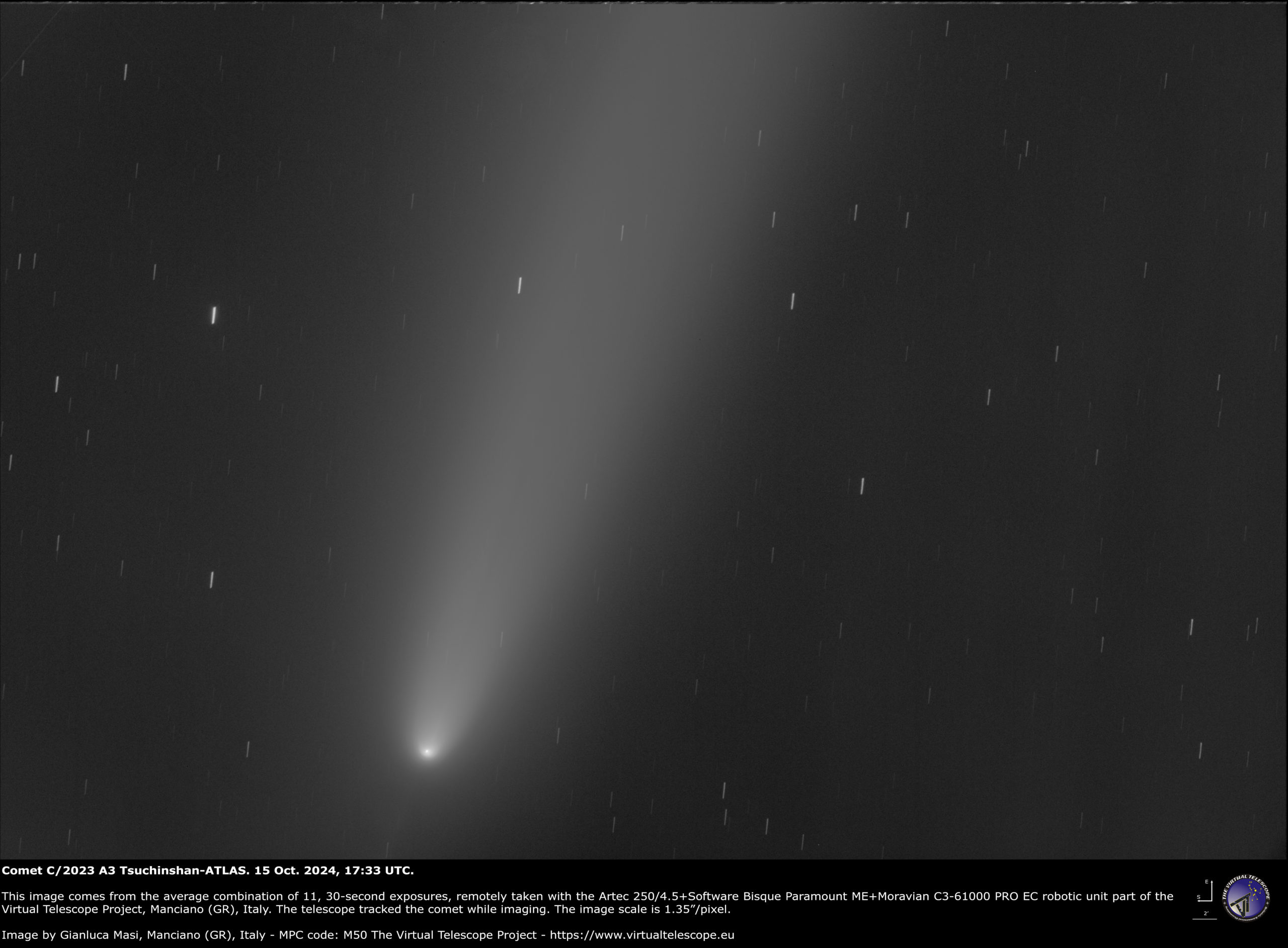 C/2023 A3 Tsichinshan-ATLAS, brightest region: 15 Oct. 2024.