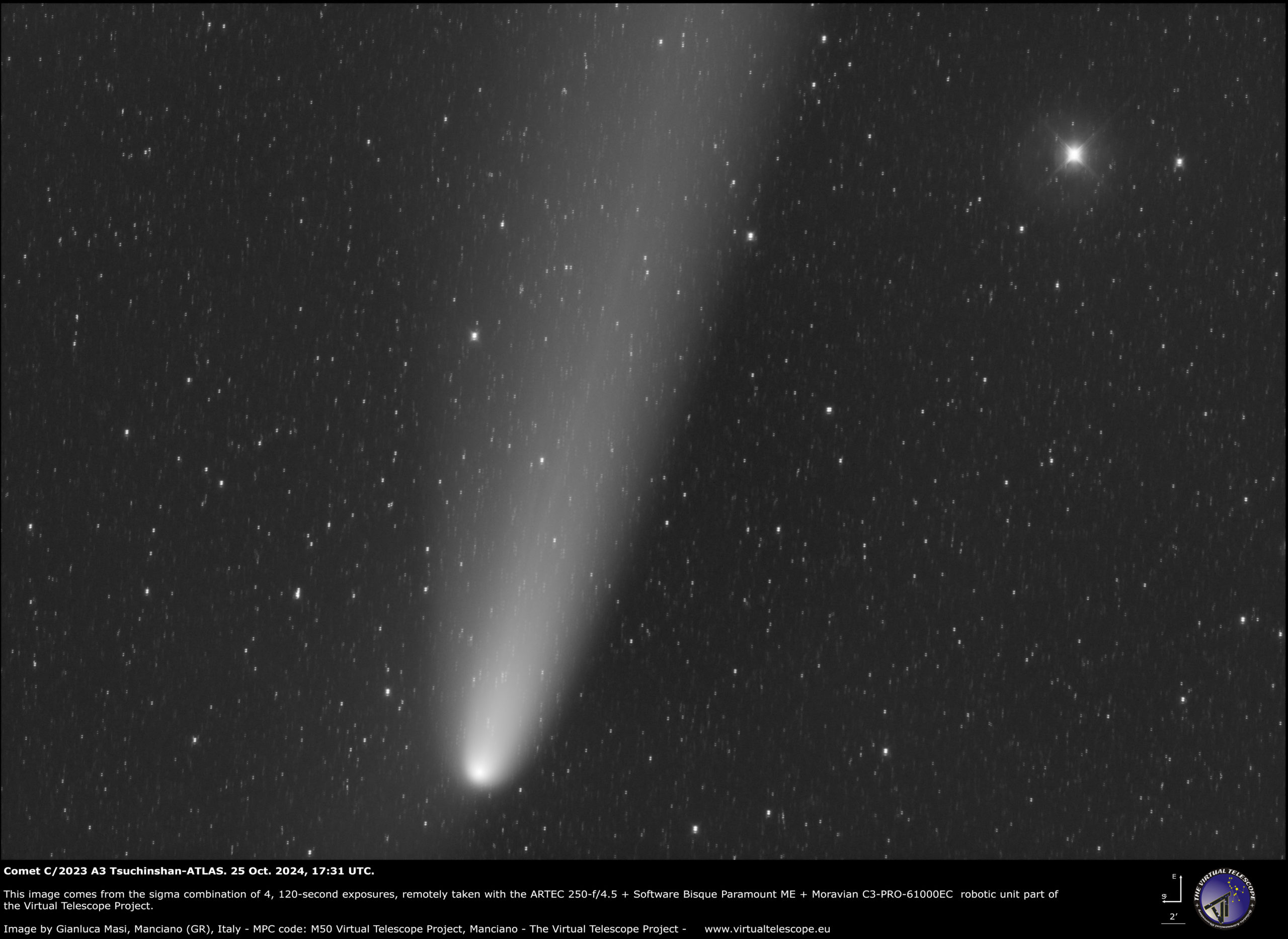 C/2023 A3 Tsichinshan-ATLAS, brightest region: 25 Oct. 2024.