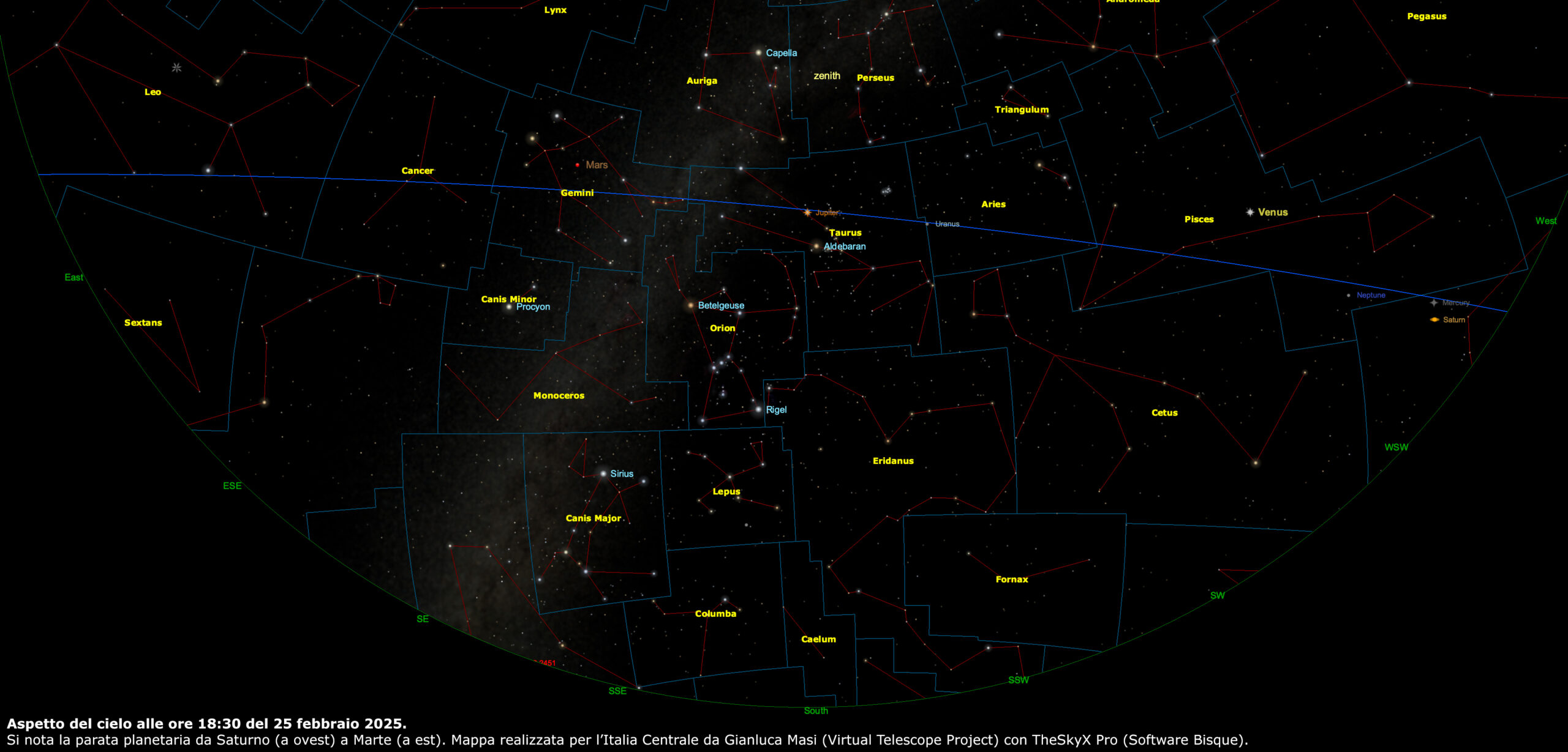 Pianeti nel cielo, 25 febbraio 2025 / Planets in the sky, 25 Feb. 2025.