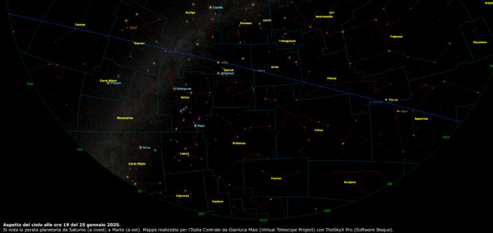 Pianeti nel cielo, 25 gennaio 2025 / Planets in the sky, 25 Jan. 2025.