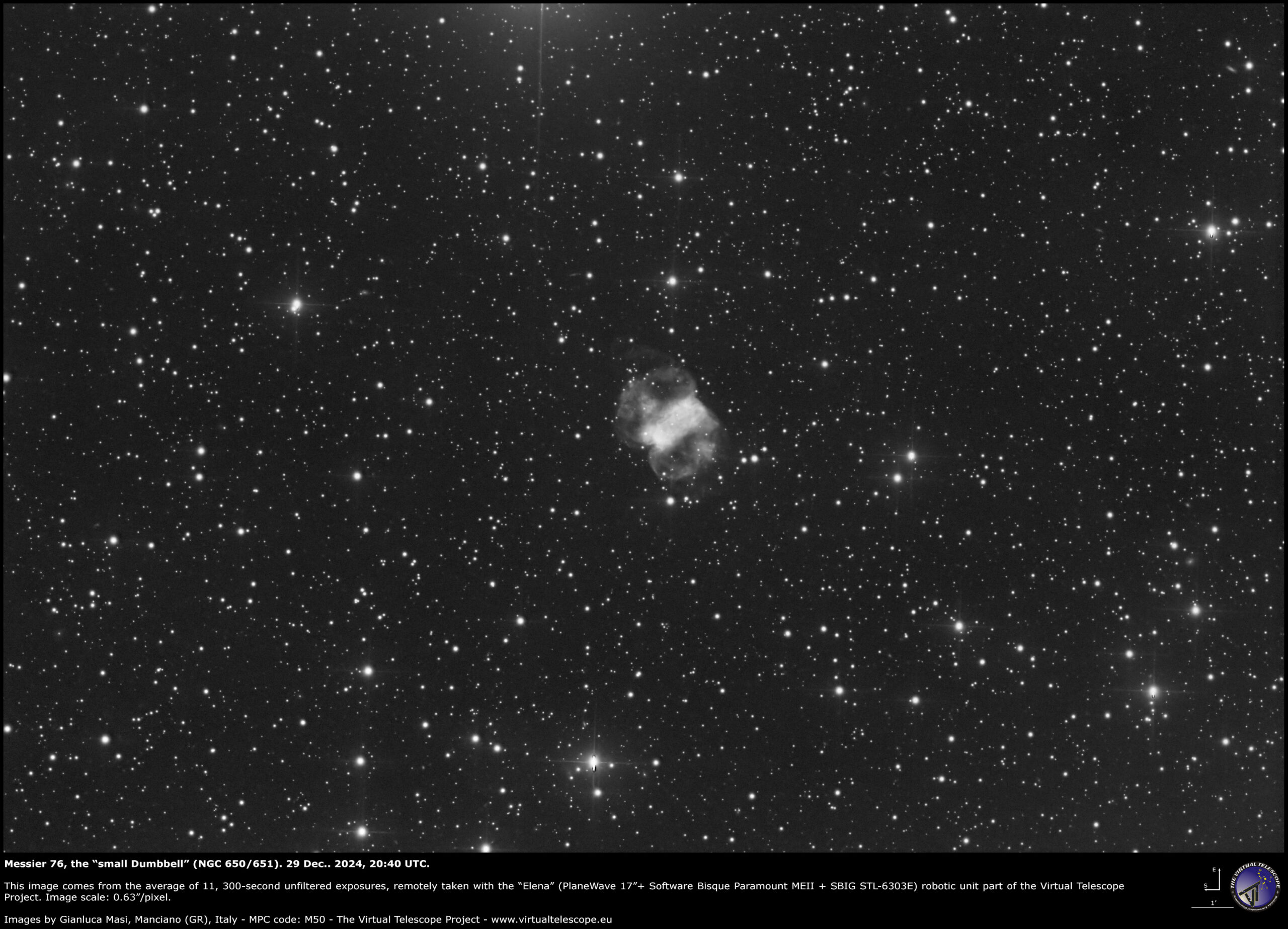 Messier 76 (NGC 650/651): 29 Dec. 2024.